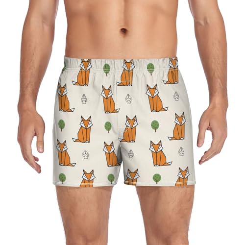 LI ZHI XIN Männer Boxershorts,Herren Trunks Unterwäsche,Boxer Slips für Männer,Baumwolle Unterwäsche für Männer Fuchs-Cartoonmuster von LI ZHI XIN