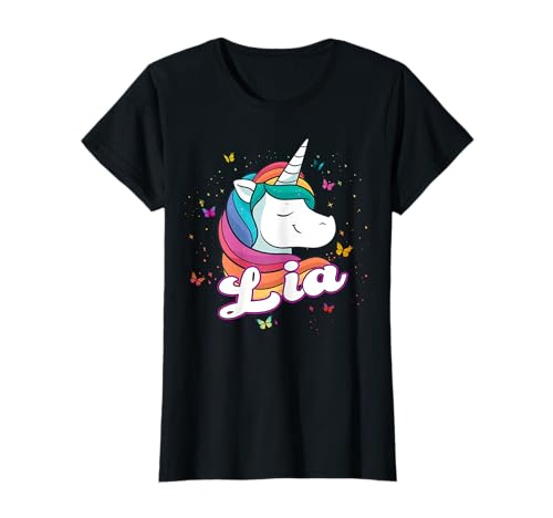 LIA - Schöner Mädchen Name mit süßem Einhorn T-Shirt von LIA Tochter Enkel Geburtstag Geschenkideen