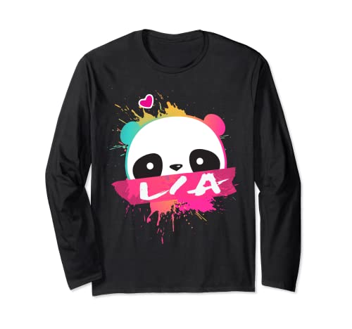 LIA - Schöner Mädchen Name mit süßem Panda Langarmshirt von LIA Tochter Enkel Geburtstag Geschenkideen