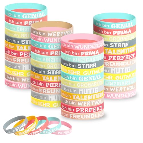 48 Stück Motivationsarmbänder Kinder, Motivierendes Silikonarmband Kinder in Mutmache, Inspirierenden Sprüchen Silikon Armbänder, Motivationsarmbänder Party Mitgebsel für Teenager Schüler Studenten 48 Stück Motivationsarmbänder Kinder, Motivierendes Silikonarmband Kinder in Mutmache, Inspirierenden Sprüchen Silikon Armbänder, Motivationsarmbänder Party Mitgebsel für Teenager Schüler Studenten von LIAILA