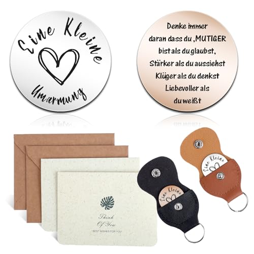 LIAMERHE 2 Set Eine Kleine Umarmung Glücksbringer mit Grußkarte Geschenk Schlüsselanhänger Gute Besserung Geschenke Token Glücksbringer Prüfung Mutmacher Geschenk für Pärchen Patient von LIAMERHE