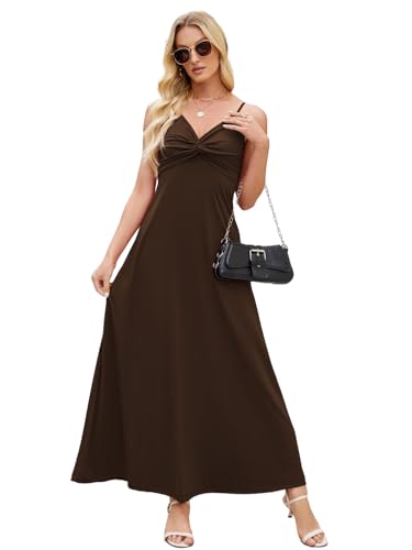LIAMERHE Damen Ärmellos Sommer Kleid A-Linie Strandkleid Spaghettitrger Freizeitkleid V-Ausschnitt Elegant Lang Kleider Hohe Taille Boho Kleid Braun M LIAMERHE Damen Ärmellos Sommer Kleid A-Linie Strandkleid Spaghettitrger Freizeitkleid V-Ausschnitt Elegant Lang Kleider Hohe Taille Boho Kleid Braun M von LIAMERHE