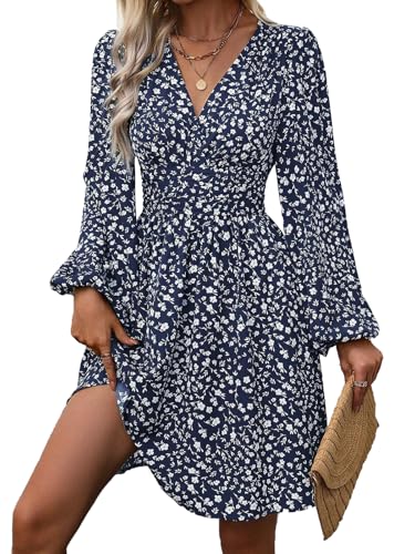 LIAMERHE Damen Elegant Kleid Langarm V-Ausschnitt Casual Kleider A-Linie Winterkleider Blumenmuster Minikleid Freizeitkleider Herbst Winter Laternenärmeln Kleid Partykleid Floral M LIAMERHE Damen Elegant Kleid Langarm V-Ausschnitt Casual Kleider A-Linie Winterkleider Blumenmuster Minikleid Freizeitkleider Herbst Winter Laternenärmeln Kleid Partykleid Floral M von LIAMERHE