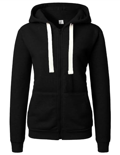 LIAMERHE Damen Kapuzenpullover Basic Damen Hoodie mit Reißverschluss Kapuzenpulli Langarm Kapuze Herbst Winter Sweatshirt Verdickter Kapuzenpullover Oberteile Damen Schwarze M von LIAMERHE