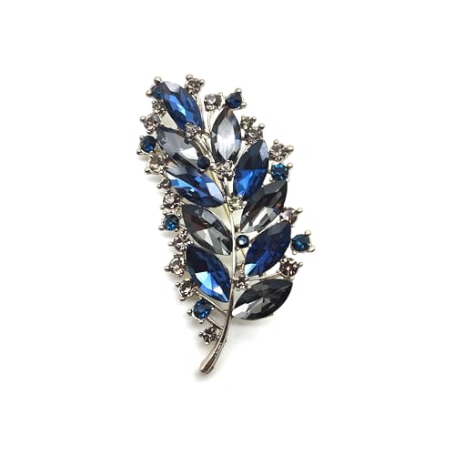 LIANCEH Weizen Ohr Brosche Pin Brosche Kristall Retro Pins Damen-Brosche Aus Metall Art Deco Strass Pin Art Deco Strass Pin Brosche Mit Strass für Damen, Schals, Tücher, Ponchos (Blau) von LIANCHEN