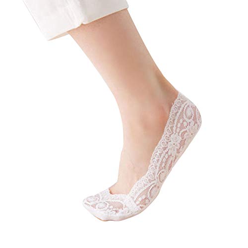 LIANGFANG Damen Modische Baumwollmischung Spitze rutschfest unsichtbar Low-Cut Netzsocken Zehensocken dünne Baumwollsohle seidig bequem atmungsaktiv von LIANGFANG