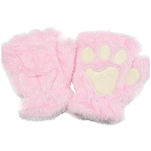 LIANGFANG Handschuhe Damen Thermo Fingerlose Handschuhe Niedlich Katze Klaue BäR Pfote PlüSch Fingerlose Fingerhandschuhe GefüTtert Windstopper Handschuhe Weich Warme Outdoor Sport Fahrradhandschuhe von LIANGFANG