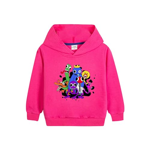 LIANGSHAN Unisex-Kapuzenpullover, Baumwolle, Cartoon-Druck, langärmelig, Rundhalsausschnitt, Pullover für Damen und Herren, rose pink, 120 cm von LIANGSHAN