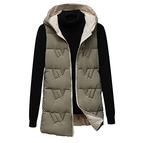 LIANGTUOHAI Ärmellose Daunenweste Damen, Halblang Daunenjacke Lang Leichte Funktionsweste Gesteppte Kapuzenweste Softshell Daunenjacke Damen Winter Winter Elegant Longweste Im Sportlichen Look von LIANGTUOHAI