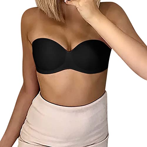 LIANGTUOHAI Damen Trägerloser BH Push Up Unsichtbar mit Geformte Cups Minimizer Push-Up Bandeau BHS Bandeau b Unsichtbar auf viele Bezaubernde Weise verwendete Träger Silhouette BH von LIANGTUOHAI