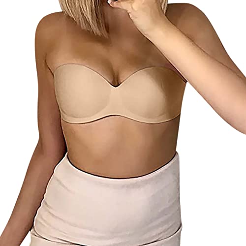 LIANGTUOHAI Damen Trägerloser BH Push Up Unsichtbar mit Geformte Cups Minimizer Push-Up Bandeau BHS Bandeau b Unsichtbar auf viele Bezaubernde Weise verwendete Träger Silhouette BH von LIANGTUOHAI