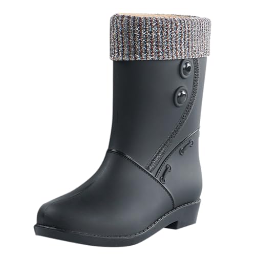 LIANGTUOHAI Gummistiefel Damen Wasserdicht Kurz Boots Regenstiefel Weitschaft Chelsea Stiefel Außenbereich Rutschfeste Regenschuhe Hiking Boots Frauen Ankle Stiefel von LIANGTUOHAI