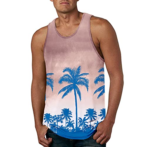 LIANGTUOHAI Herren Unterhemd Extra Lang Hawaii Druck Achselshirt Tankshirt Sweatshirts Sommer Festlich Fitness Gym Muskelshirt im Used Look Achselshirt Slim Fit Ärmellos Casual Streetwear von LIANGTUOHAI