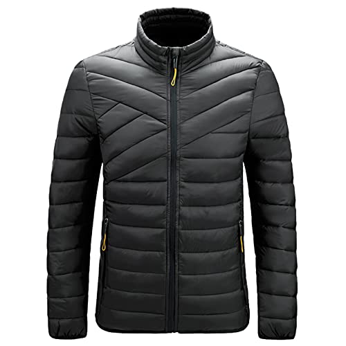 LIANGTUOHAI Winter Daunenjacke Herren Schwarz Steppjacken Winterjacke Herren Ohne Kapuze Daunenmantel Winddicht Daunenjacke Street Style Softshell Winterparka Outdoor Wandern Herren Steppjacke Leicht von LIANGTUOHAI