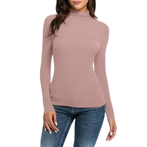 Rollkragenpullover Damen Rollkragenshirt Langarmshirt Damen Eng Thermo Unterziehshirt Oberteil Slim Fit Basic Tops Stehkragen Turtleneck Pullover Rollkragen-Shirt Elegante Oberteile Schwarz Winter von LIANGTUOHAI