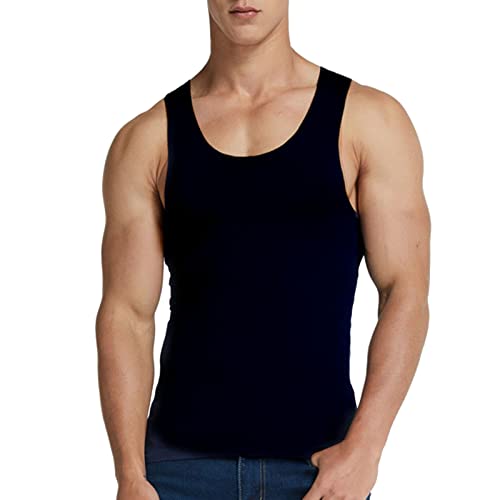 Sport Unterhemd Herren Sommer Solide Ärmellose Tshirt Unterhemd Fitness Shirt Sommerlich Cool Eng Gym Sport Trägershirts Übergröße Achselshirt für Sporthalle Outdoor Jogging von LIANGTUOHAI