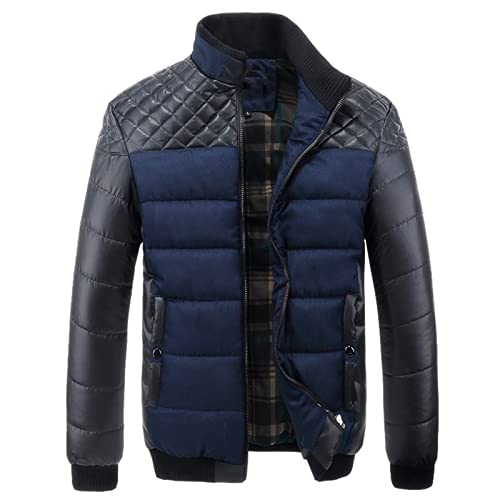 LIANGTUOHAI Steppjacke Herren Leicht Slim Fit Daunenmantel Herren Übergangsjacke Wasserdicht Ohne Kapuze Daunenjacken Wattiert Steppjacke Leicht Sale Mantel Winter Wandern Herren Steppjacke Blau von LIANGTUOHAI