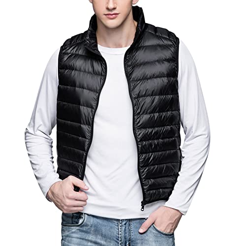 Winter Steppjacke Herren Sale, Leicht Schwarz Anglerweste Kurze Gefütterte Outdoorjacke Stehkragen Dünn Ohne Kapuze Winterweste Outdoorweste Laufen Sommer Winddicht Coat Outdoor Jacken Mantel von LIANGTUOHAI