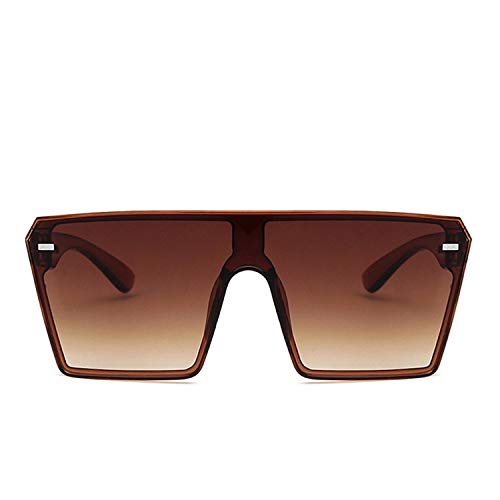 Mode übergroße Sonnenbrille Retro Gradient Große Rahmen Sonnenbrille für Frauen Einteiler Schattenspiegel Klarobjektiv Sonnenbrille Damen 917 (Lenses Color : Brown) von LIANYG
