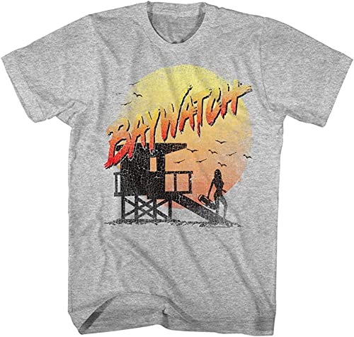 Mens Official Retro Vintage Baywatch 34 Sleeve Raglan T Shirt Heather Gray T-Shirts & Hemden(XX-Large) von LIAO1999X