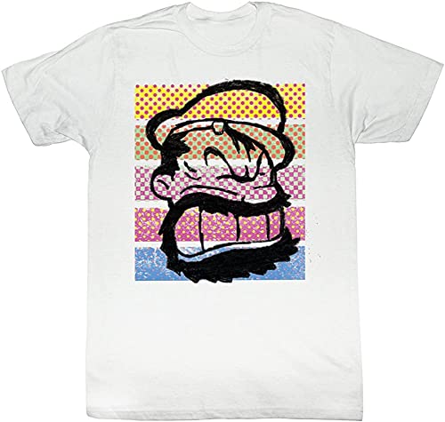 Popeye Brutus Color Stripes Cotton T-Shirt White Adult Men's Unisex Short Sleeve T-Shirt T-Shirts & Hemden(X-Large) von LIAO1999X