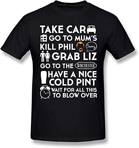 T-Shirt Shaun of The Dead The Plan to to List Men's Round Neck Short Sleeve Tees Tops Black T-Shirts & Hemden(X-Large) von LIAO1999X