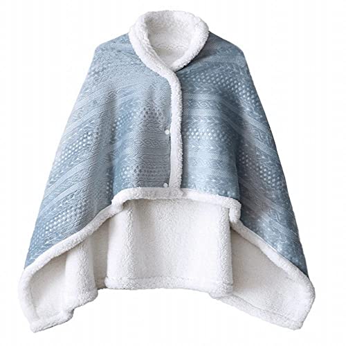 LIAOPUFUS Damen Sweatshirt Karierter Wollschal, Mantel und Wintermantel, mit Knöpfen, kann auf Einer einfarbigen klassischen Decke getragen Werden (1-blau,Einheitsgröße) von LIAOPUFUS