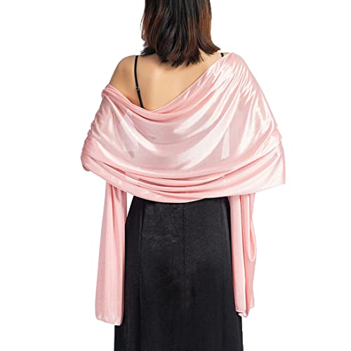 LIAOPUFUS Elegante Stola aus Satin, Schal für Damen, Zeremonie, Stola, Umhang, weich, für Hochzeit, Sommer, Brautkleid, Party, 2-hellrosa, Einheitsgröße von LIAOPUFUS
