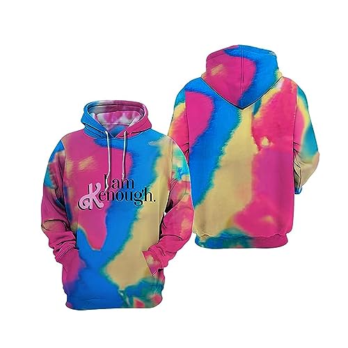 LIAOPUFUS Hoodie I am Kenough Männer 3D Print Tie Dye Sweat Unisex Frauen Langarm Hoodie Multicolor (M, 1-Multicolor DM) von LIAOPUFUS