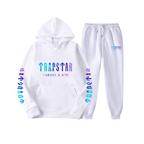 LIAOPUFUS Trapstar Anzug Herren Sport Jogging Print 2-teilige Kapuzen Sweatshirts und Hosen Herbst Winter (S, Z-weiß) von LIAOPUFUS