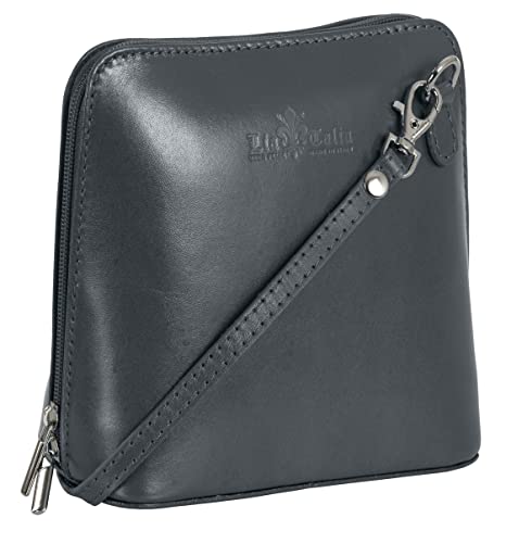 LIATALIA Damen Mini Schultertasche aus echtem italienischen Leder - ABBY [Dark Grey] von LiaTalia