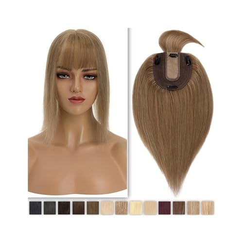 Gewellte Perücke Glattes Haar Topper für Frauen 10-18" Echthaar Toupet mit Pony 10x12CM Seidenbasis Top Clip in geraden indischen Haarteile für dünner werdendes Haar Perückengriff(Size:14 Zoll,C Gewellte Perücke Glattes Haar Topper für Frauen 10-18" Echthaar Toupet mit Pony 10x12CM Seidenbasis Top Clip in geraden indischen Haarteile für dünner werdendes Haar Perückengriff(Size:14 Zoll,C von LIBANGRONG-888