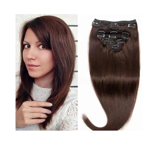 Haarteile für Frauen 14"-24" braune Haarspange aus Echthaar, 8 Stück, natürliche braune Clip-in-Extensions, echtes Echthaar, Clip-in-Haarverlängerung aus brasilianischem Remy-Haar for Frauen Messy Hai Haarteile für Frauen 14"-24" braune Haarspange aus Echthaar, 8 Stück, natürliche braune Clip-in-Extensions, echtes Echthaar, Clip-in-Haarverlängerung aus brasilianischem Remy-Haar for Frauen Messy Hai von LIBANGRONG-888