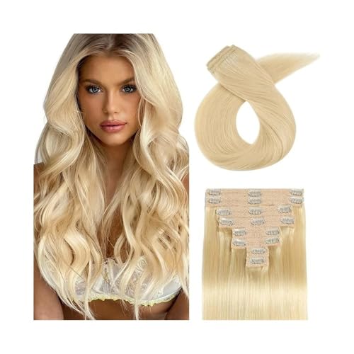 Haarteile für Frauen #613 Blonde Farbe Clip-in-Haarverlängerungen, 8 Stück, 40,6–66 cm lang, gerade, echtes Echthaar, Clip-Ins, brasilianisches Remy-Haar mit 18 Clips Messy Hair Bun Haarteil(18inches Haarteile für Frauen #613 Blonde Farbe Clip-in-Haarverlängerungen, 8 Stück, 40,6–66 cm lang, gerade, echtes Echthaar, Clip-Ins, brasilianisches Remy-Haar mit 18 Clips Messy Hair Bun Haarteil(18inches von LIBANGRONG-888
