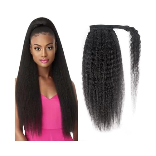 Zopf-Haarverlängerung ﻿ 10–26 Zoll verworrene gerade Pferdeschwanz-Verlängerung, Wickel-Pferdeschwanz, Clip-in-Haarteil, Yaki Straight Magic Paste, unbehandeltes Echthaar, Pferdeschwanz for Frauen Zop von LIBANGRONG-888