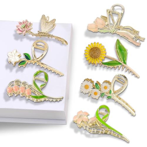 7 Stück Haarklammer Blume, Haarspangen Damen, Flower Hair Clip für Dickes Haar, Claw Clip Kann Als Geschenk für Mädchen Verwendet Werden von LIBAXIN
