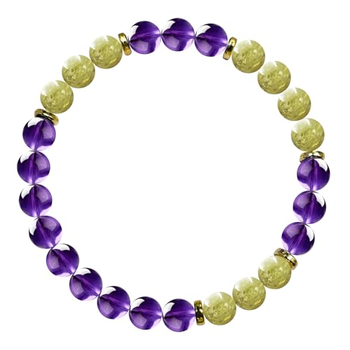 LIBAXIN 8mm Rosenquarz-Kristall-Armband für Damen,Gleichgewichtsschutz, Spirituelles Kristallperlenarmband zur Angstlinderung mit Bedeutungskarte,Kleine Geschenke für Frauen (Amethyst) von LIBAXIN