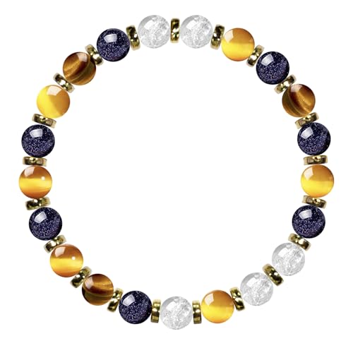 LIBAXIN 8mm Rosenquarz-Kristall-Armband für Damen,Gleichgewichtsschutz, spirituelles Kristallperlenarmband zur Angstlinderung mit Bedeutungskarte,Kleine Geschenke für Frauen (Tigerauge) von LIBAXIN