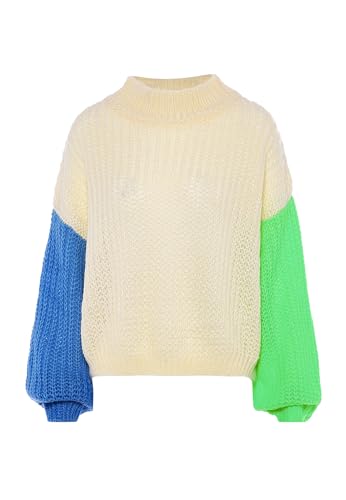 LIBBI Damen Sweater Wollweiss Blau Grün Farbblock XL/XXL von LIBBI