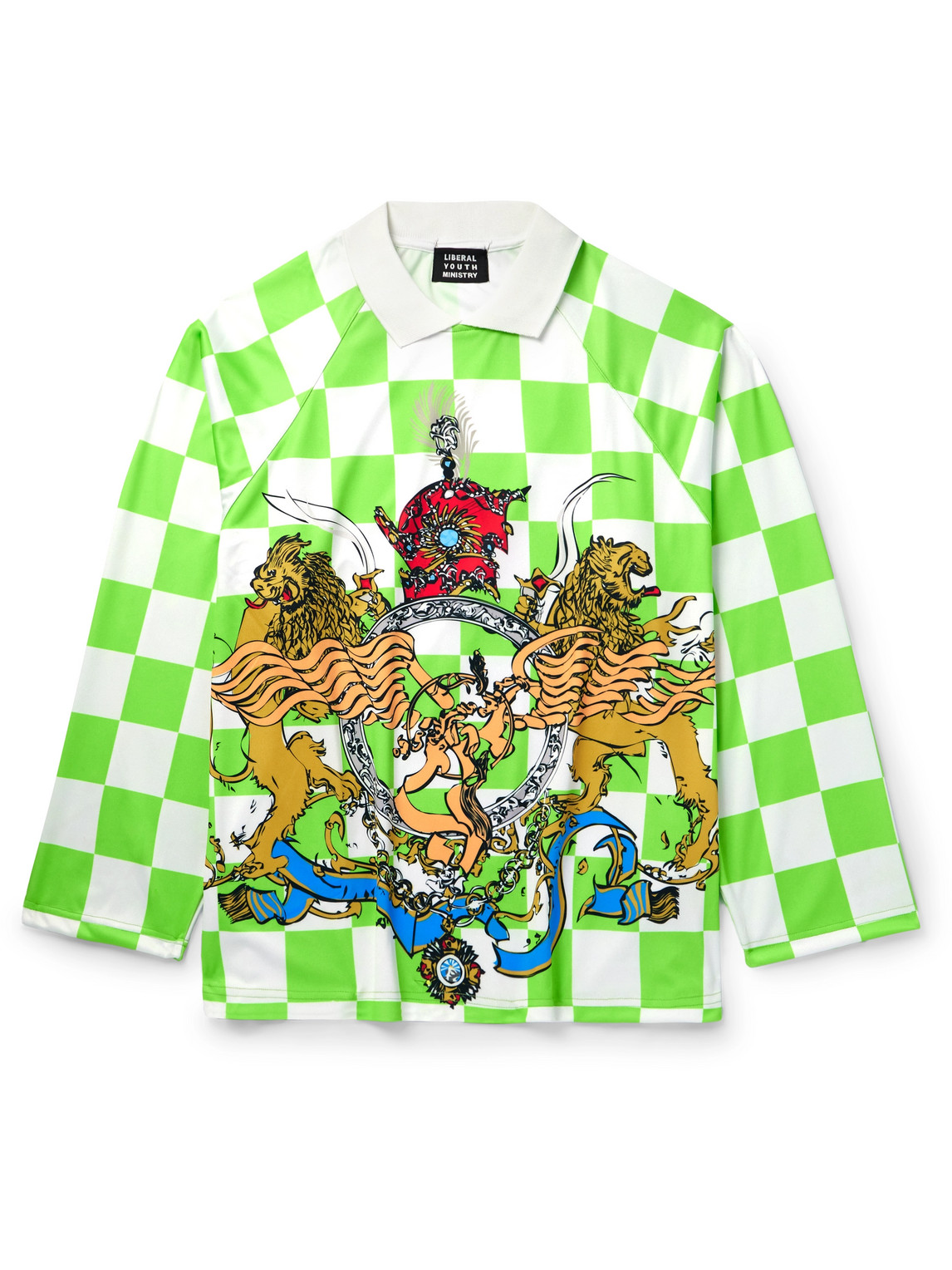 LIBERAL YOUTH MINISTRY - Printed Checked Mesh Polo Shirt - Men - Green - M von LIBERAL YOUTH MINISTRY