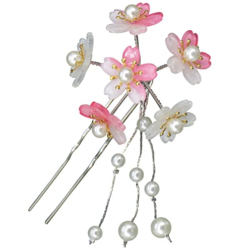 2 Stück U-Förmige Haargabel Haarspangen Für Frauen,Elegante Haarstäbchen,Haarspangen,Perlenblume,Haarschmuck Haarklammern,Haarnadeln Für Brautfrisuren,Pink von LIBERGA