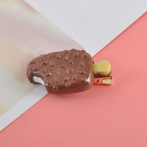 LIBERGA 10 Stück Haarspangen In Form Von Eiscreme Simulationsnahrung, Lustige Haarklammern Kopfschmuck Party Dekoration Haarnadeln Für Damen, Braun von LIBERGA