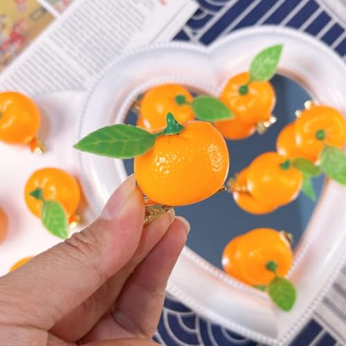 LIBERGA 10 Stück Haarspangen In Form Von Künstlichen Lebensmitteln, Lustige Haarklammern In Form Von Orangefarbenen Früchten, Kopfschmuck Haarnadeln Zur Partydekoration Für Damen von LIBERGA