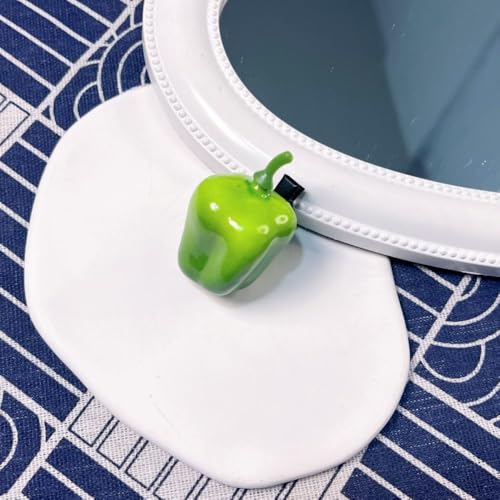 LIBERGA 10 Stück Haarspangen In Form Von Künstlichen Lebensmitteln, Lustige Haarklammern Mit Gemüse Und Chili, Kopfschmuck Haarnadeln Zur Partydekoration Für Damen, Grün von LIBERGA