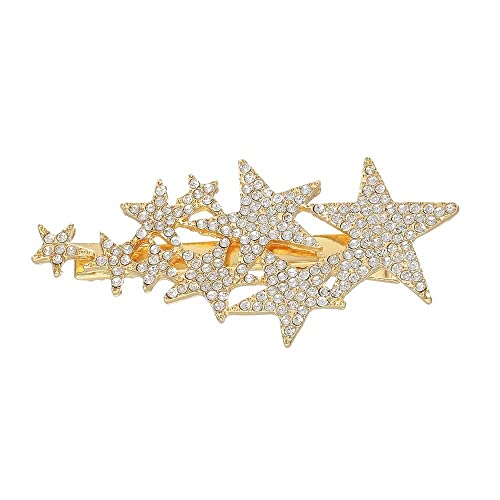 LIBERGA 2 Stück Fünfzackiger Stern Mit Strass,Haarklammern,Modestars,Haarklammern,Kopfschmuck,Elegante Seitenclips,Haarnadeln Für Damen,Gold von LIBERGA