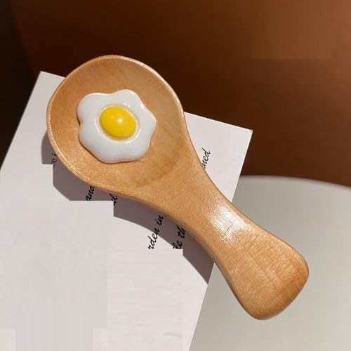 LIBERGA 2 Stück Haarspangen In Form Von Simulierten Lebensmitteln, Lustige Haarklammern Mit Spiegelei Löffel, Kopfschmuck Haarnadeln Als Ästhetische Dekoration Für Damen von LIBERGA