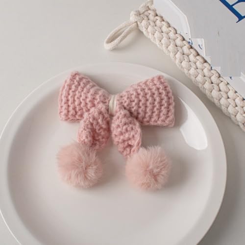 LIBERGA 2 Stück Haarspangen Mit Häkelschleife,Lustige Haarklammern Aus Plüsch,Kopfschmuck,Ästhetische Haarnadeln Als Dekoration Für Damen,Rosa von LIBERGA
