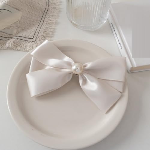 LIBERGA 2 Stück Haarspangen Mit Perlenschleife, Lustige Haarklammern Kopfschmuck Ästhetische Dekoration Haarnadeln Für Damen, Weiß von LIBERGA