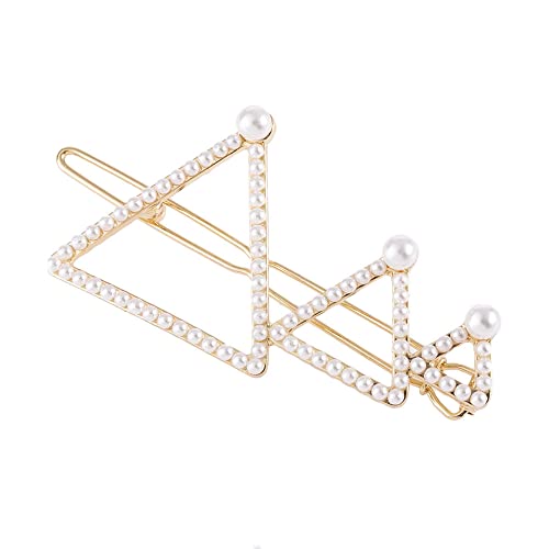 LIBERGA 2 Stück Modische Haarklammern,Perlendreieck,Haarklammern,Kopfschmuck,Elegante Seitenclips,Haarnadeln Für Damen,Gold von LIBERGA