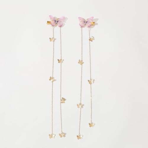 LIBERGA 2 Stück Schmetterlings Haarspangen Elegante Lange Haarklammern Mit Quastenkette, Kopfschmuck Ästhetische Haarnadeln Als Dekoration Für Damen von LIBERGA